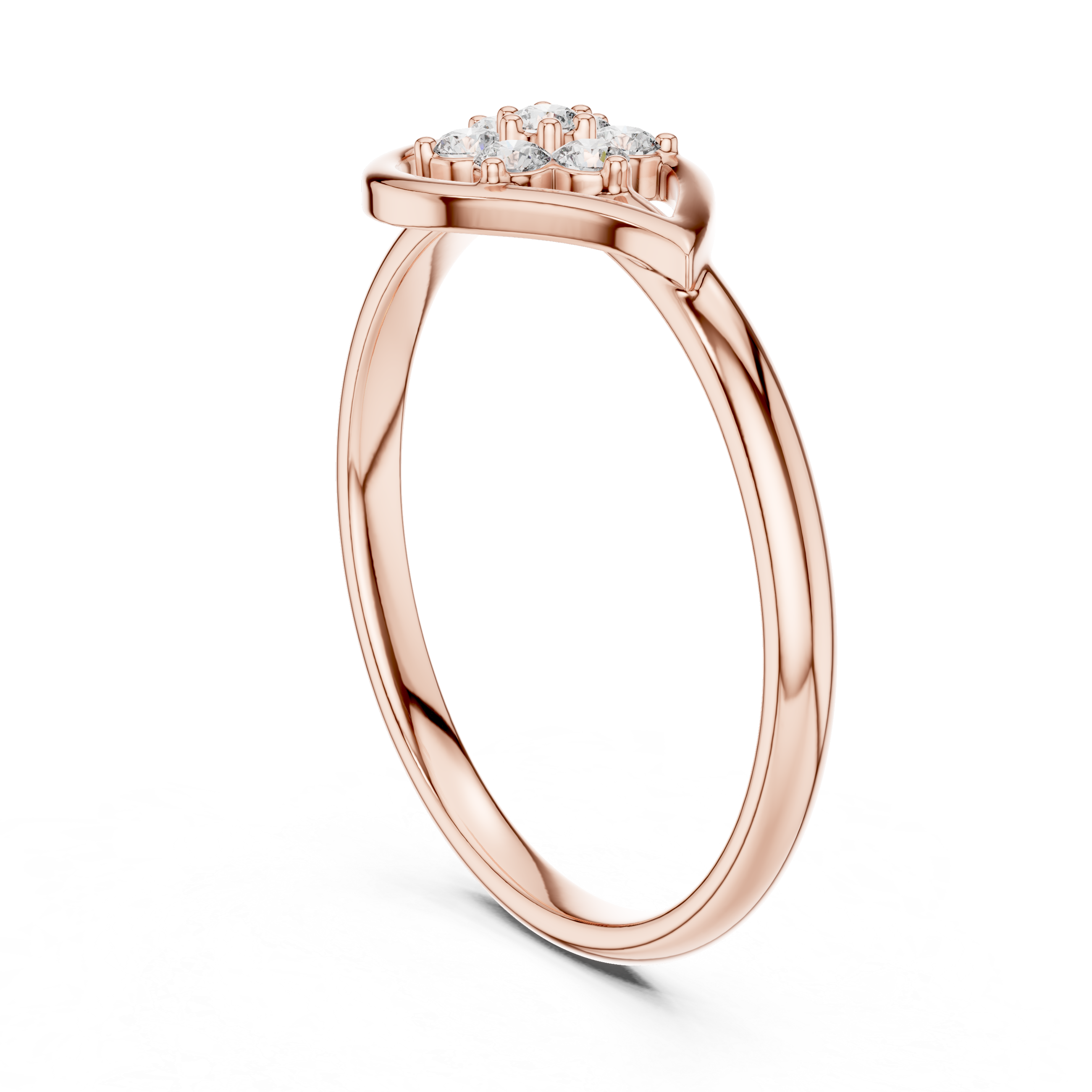 Rose Gold Swirling Teardrop Floral Diamond Cluster Ring