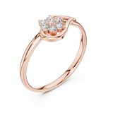 Rose Gold Swirling Teardrop Floral Diamond Cluster Ring