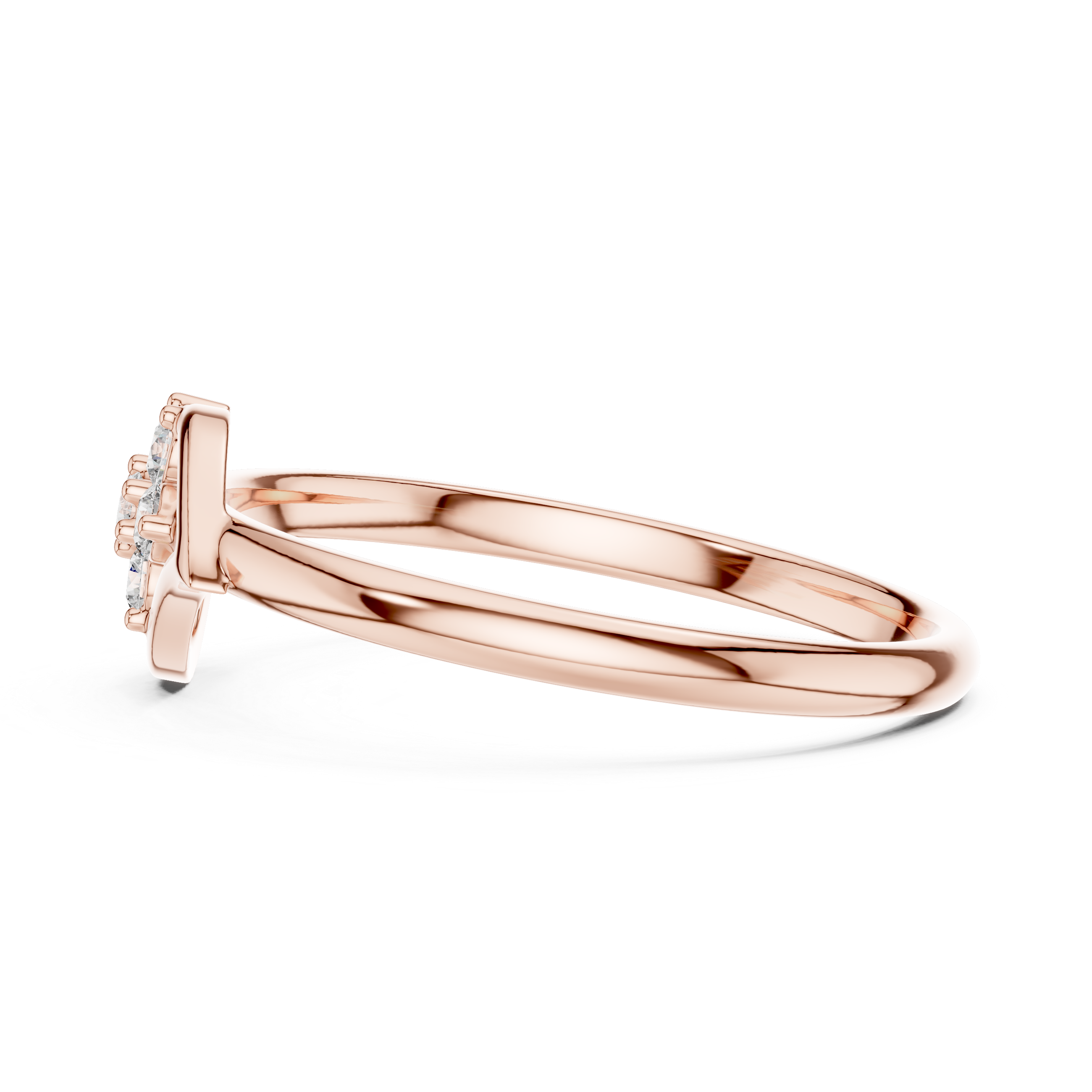 Rose Gold Swirling Teardrop Floral Diamond Cluster Ring