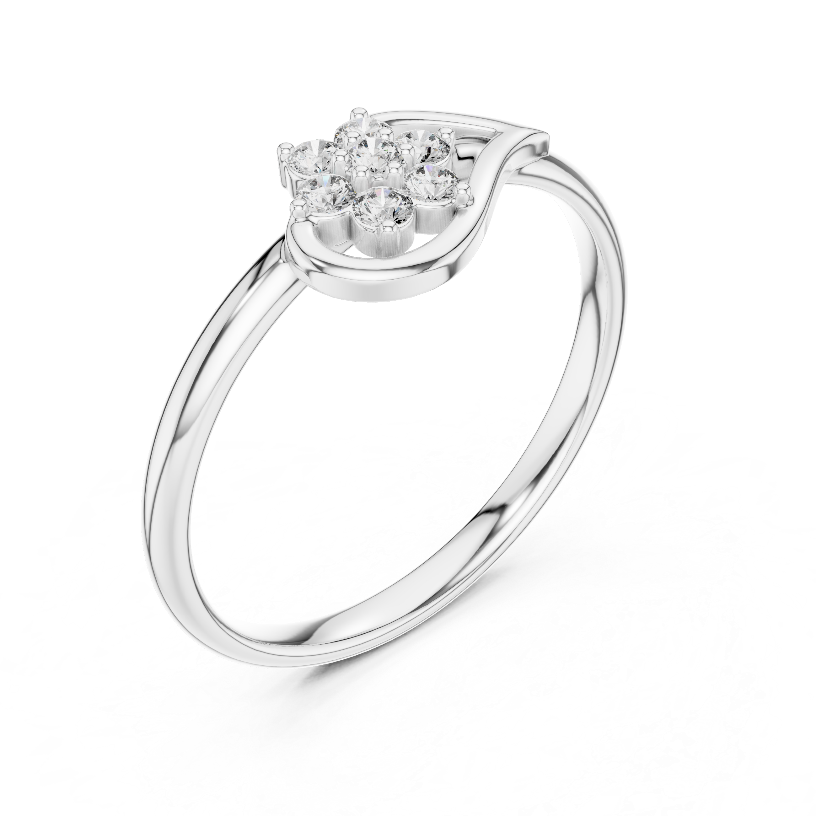 Rose Gold Swirling Teardrop Floral Diamond Cluster Ring