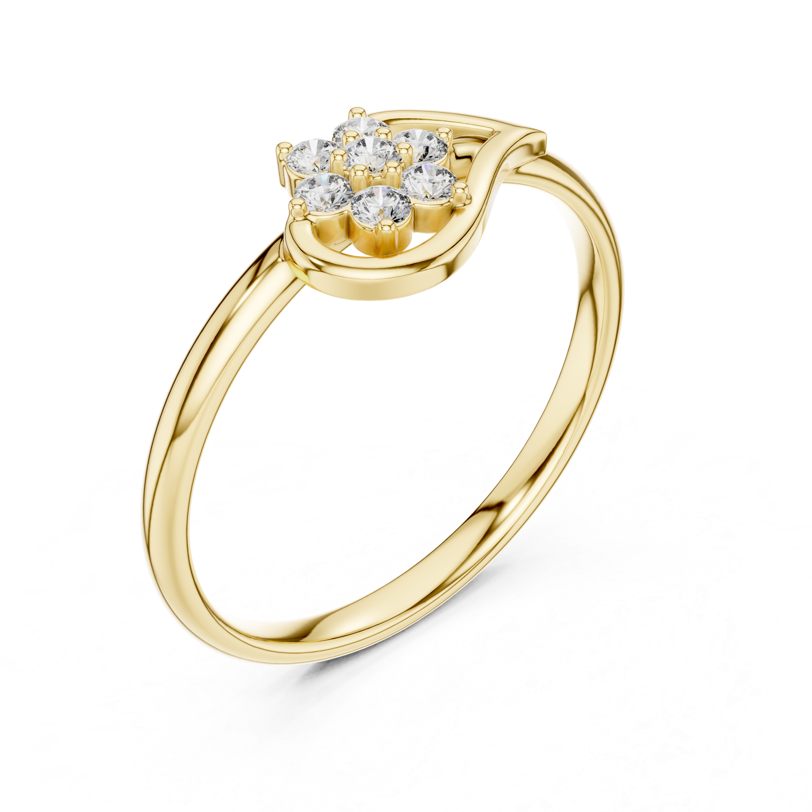 Rose Gold Swirling Teardrop Floral Diamond Cluster Ring