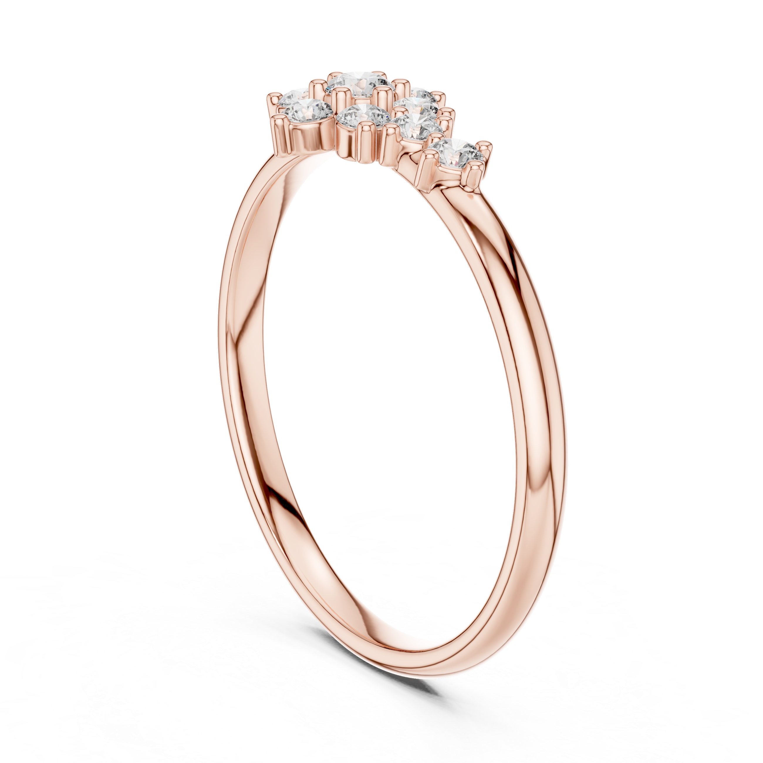 Rose Gold Tiered Floral Crown Diamond Cluster Ring