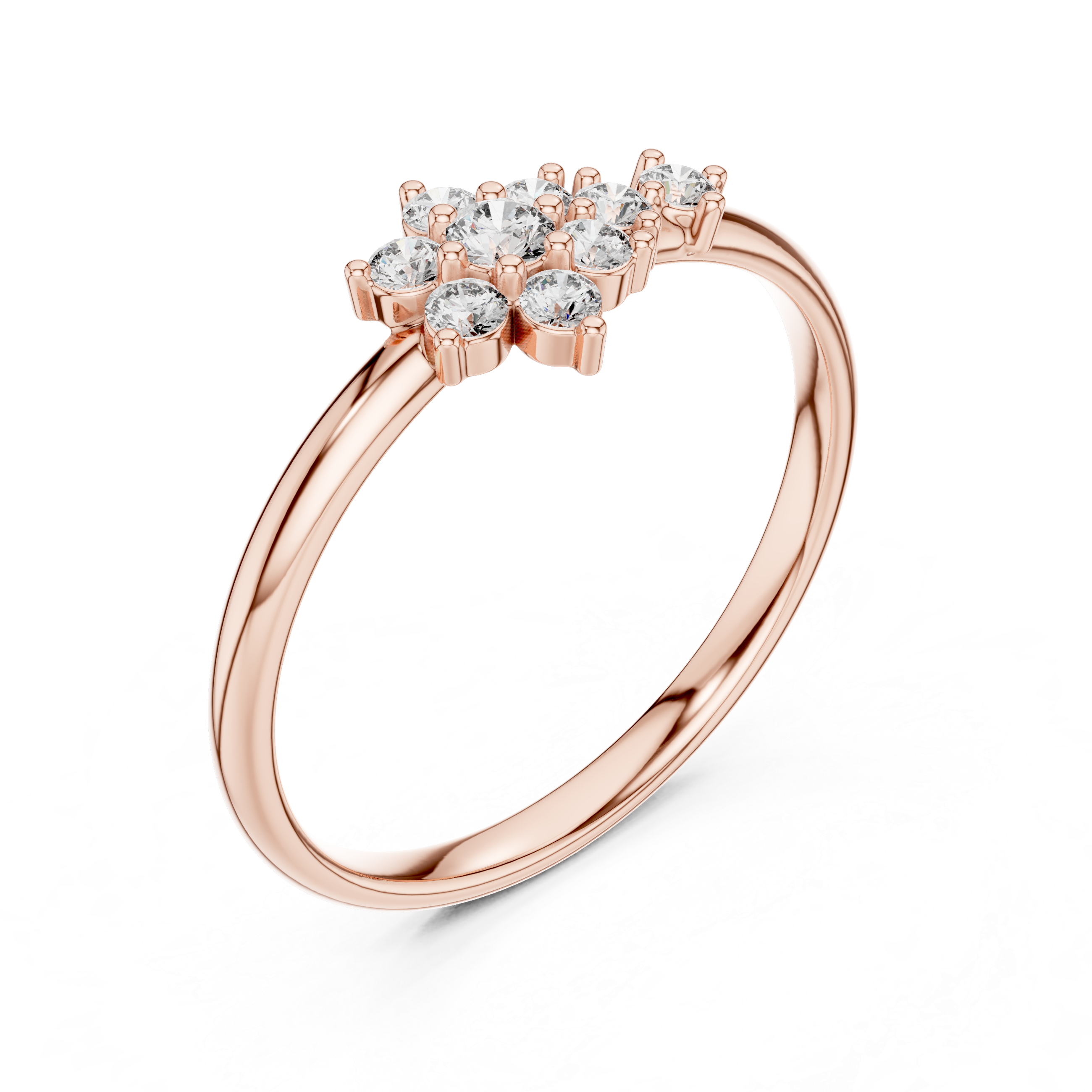 Rose Gold Tiered Floral Crown Diamond Cluster Ring