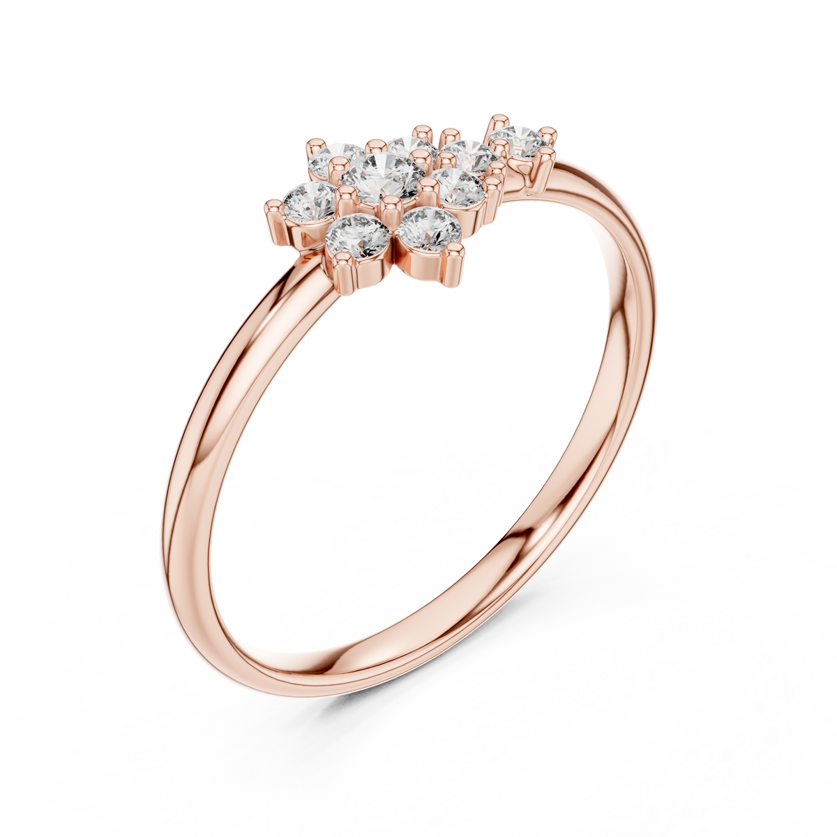 Rose Gold Tiered Floral Crown Diamond Cluster Ring
