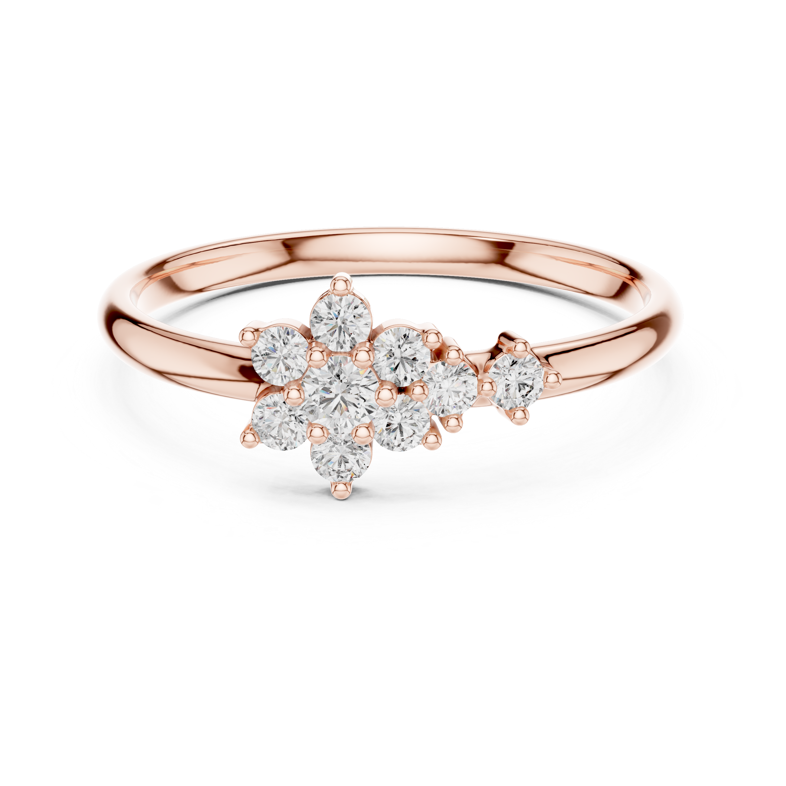Rose Gold Tiered Floral Crown Diamond Cluster Ring