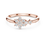 Rose Gold Tiered Floral Crown Diamond Cluster Ring