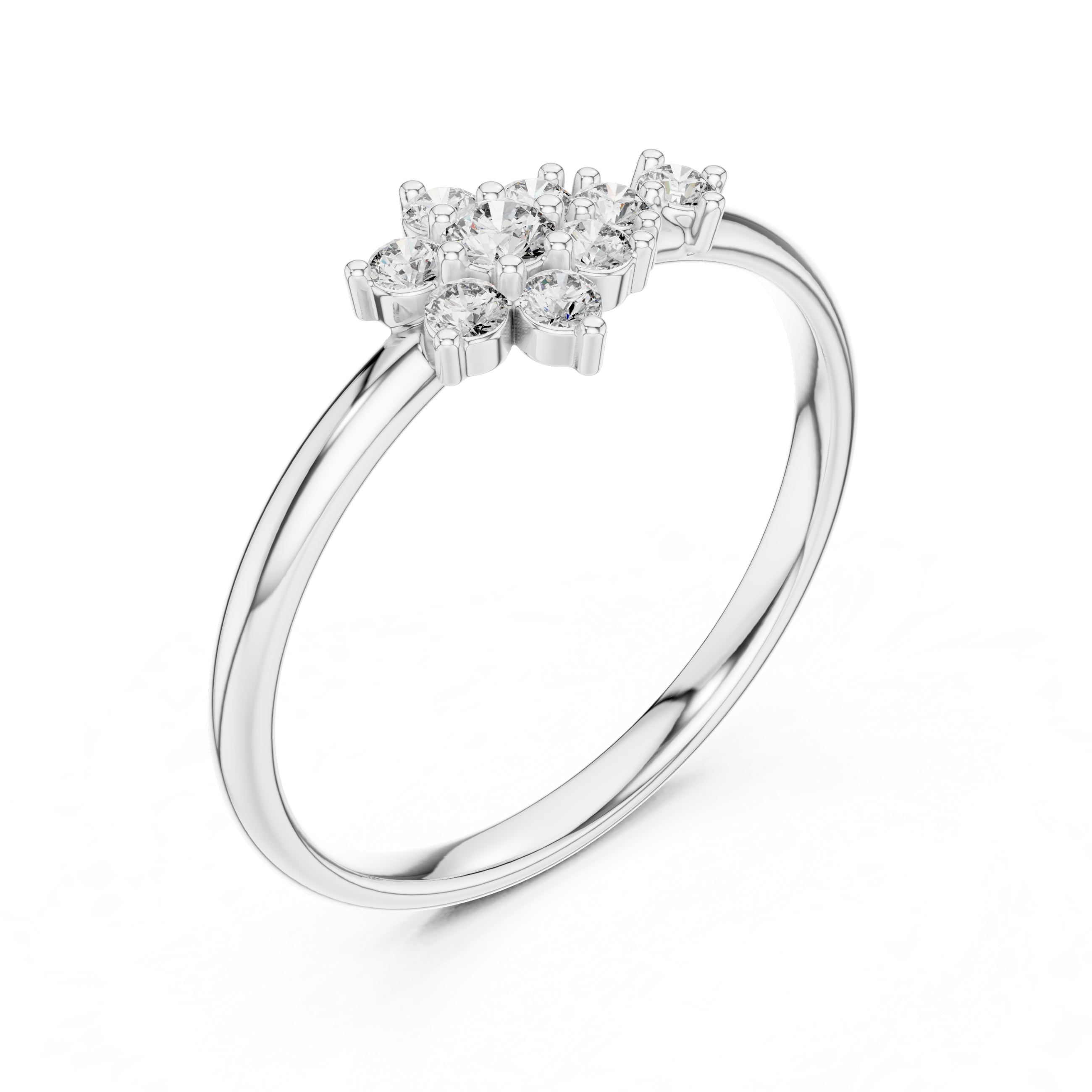 Rose Gold Tiered Floral Crown Diamond Cluster Ring