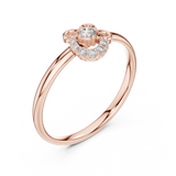 Rose Gold Crescent Openwork Wire Floral Diamond Ring
