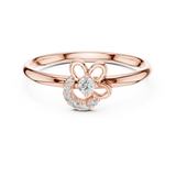 Rose Gold Crescent Openwork Wire Floral Diamond Ring