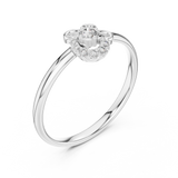 Rose Gold Crescent Openwork Wire Floral Diamond Ring
