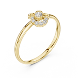 Rose Gold Crescent Openwork Wire Floral Diamond Ring