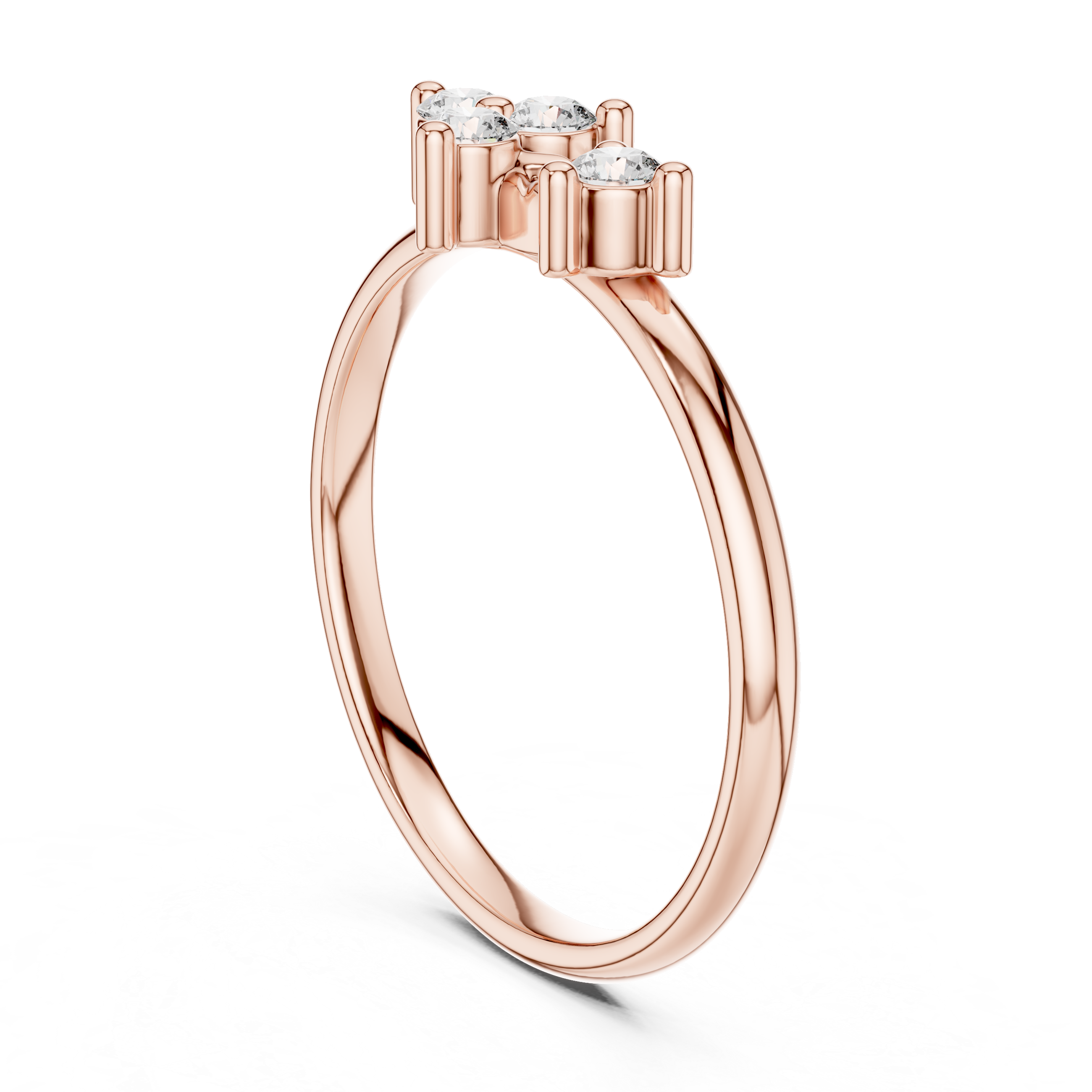 Rose Gold Sculpted Leaf Bypass Diamond Cluster Ring