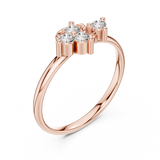 Rose Gold Sculpted Leaf Bypass Diamond Cluster Ring