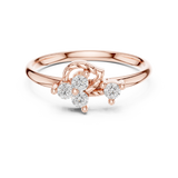Rose Gold Sculpted Leaf Bypass Diamond Cluster Ring