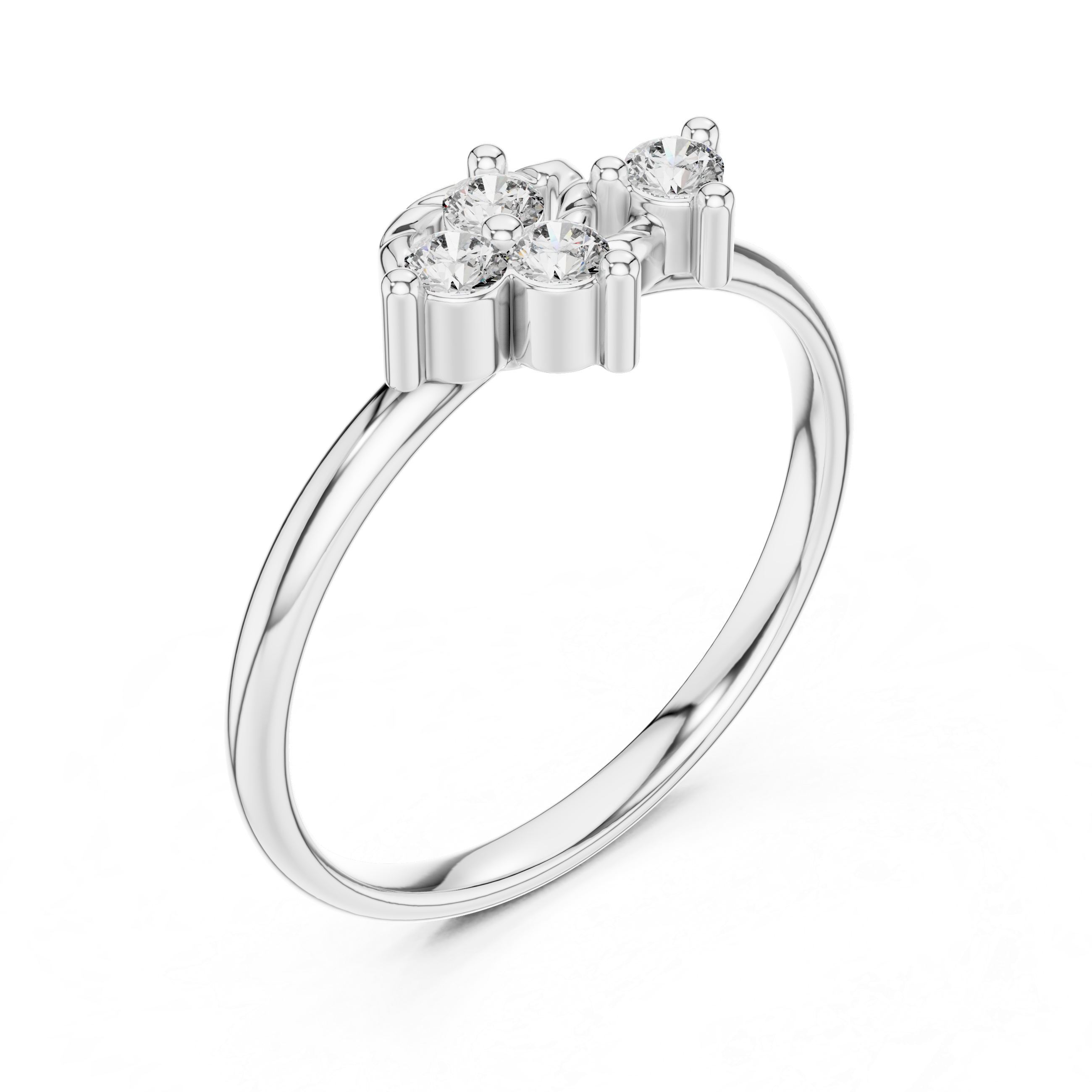 Rose Gold Sculpted Leaf Bypass Diamond Cluster Ring