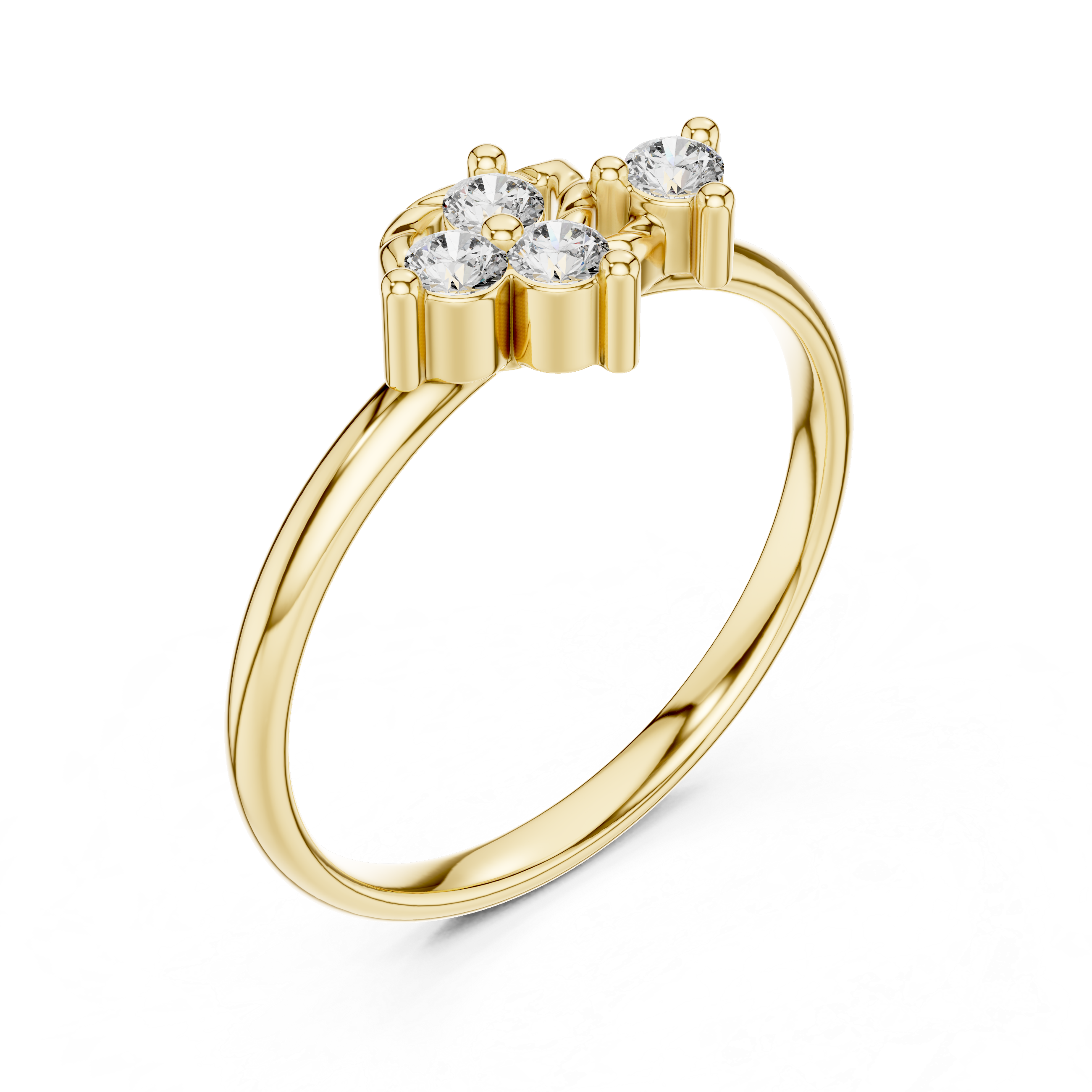 Rose Gold Sculpted Leaf Bypass Diamond Cluster Ring