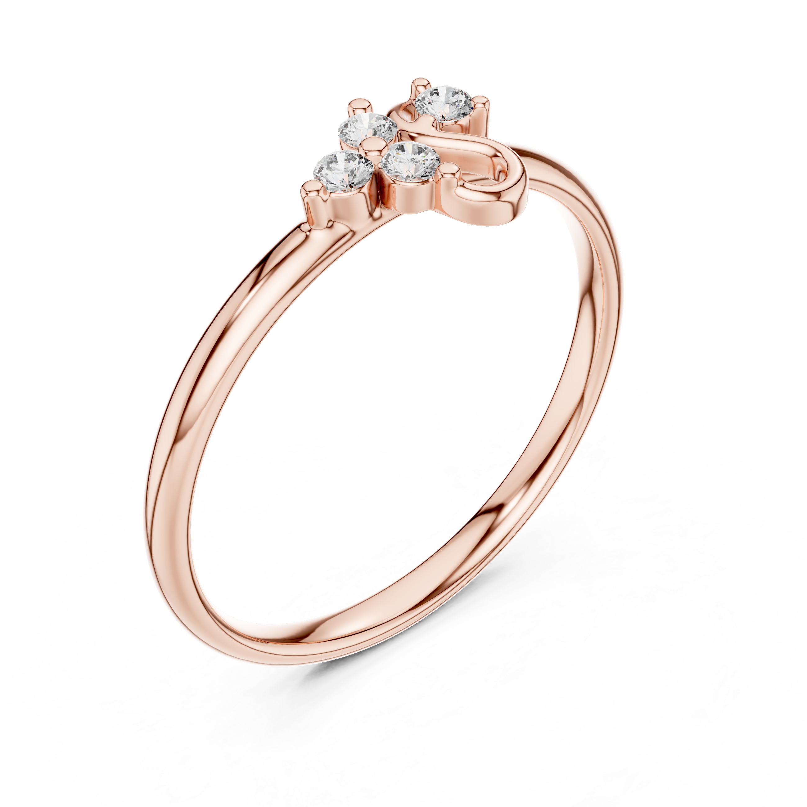 Rose Gold Letter S Alphabet Initial Diamond Ring