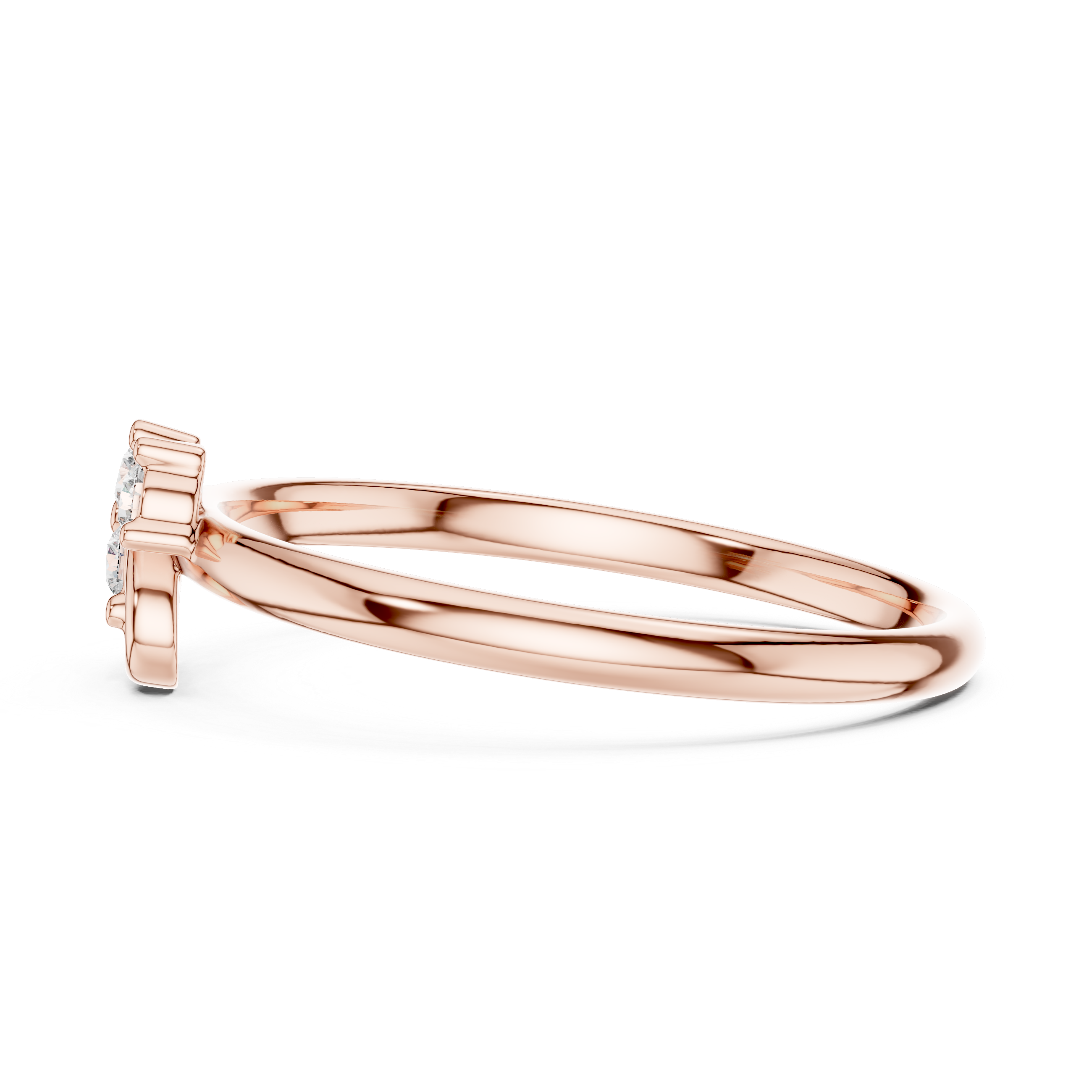 Rose Gold Letter S Alphabet Initial Diamond Ring