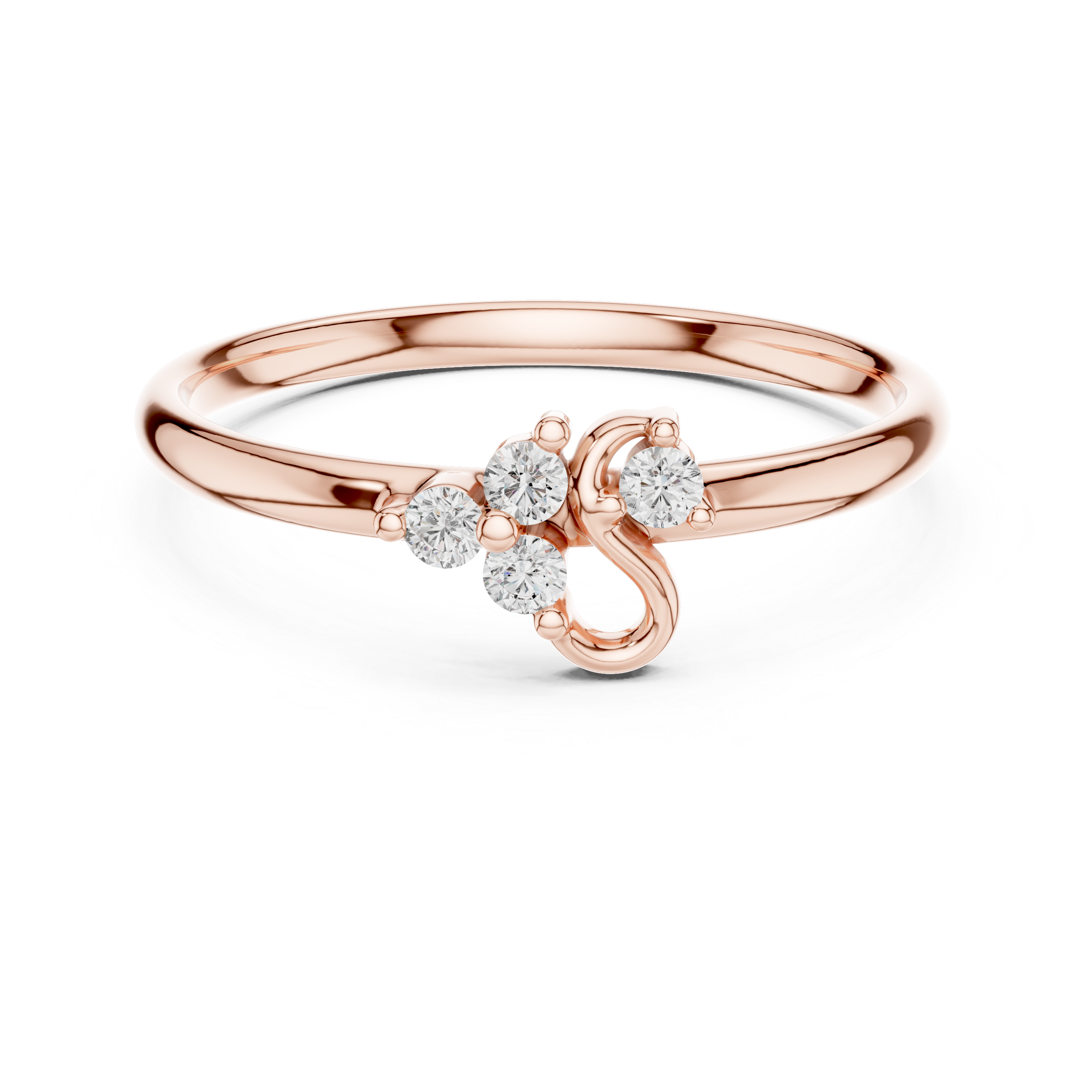 Rose Gold Letter S Alphabet Initial Diamond Ring