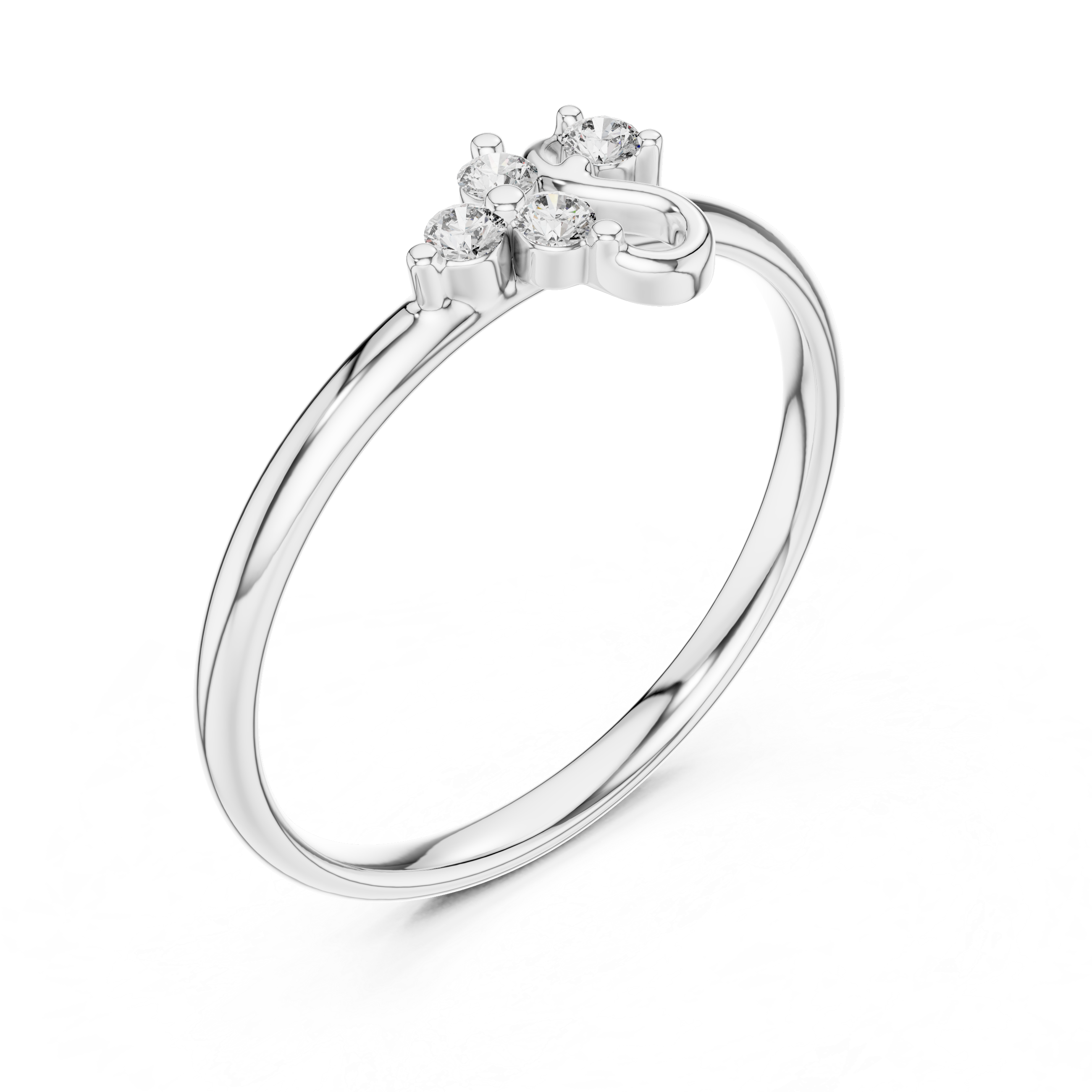 Rose Gold Letter S Alphabet Initial Diamond Ring