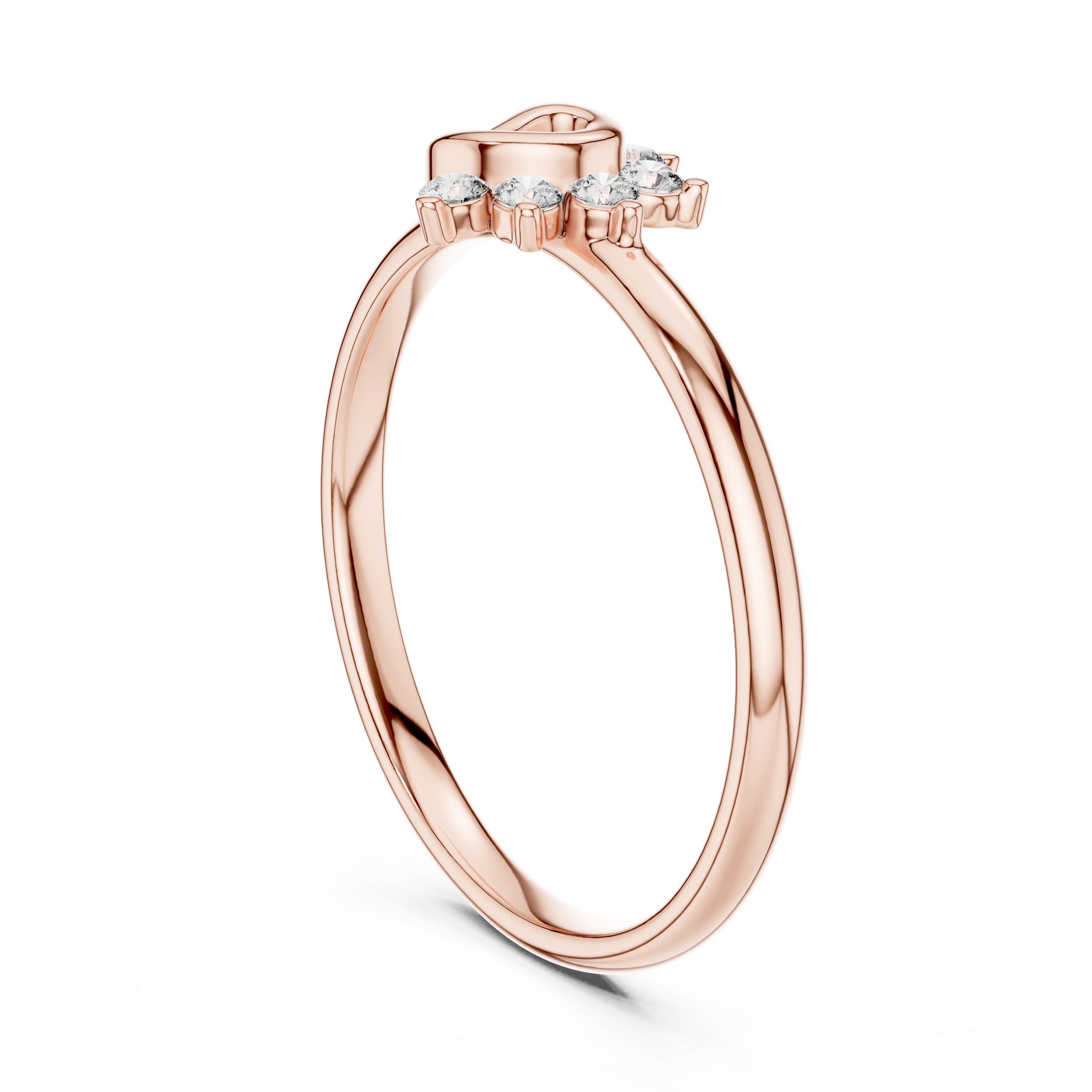 Rose Gold Swirl Heart Floral Arch Diamond Cluster Ring