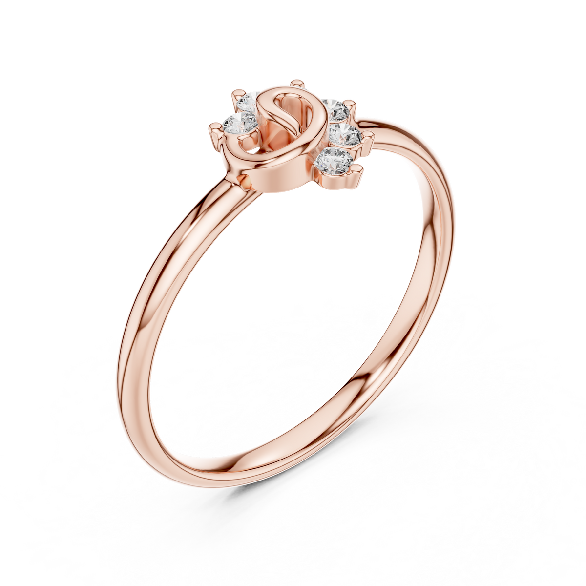 Rose Gold Swirl Heart Floral Arch Diamond Cluster Ring