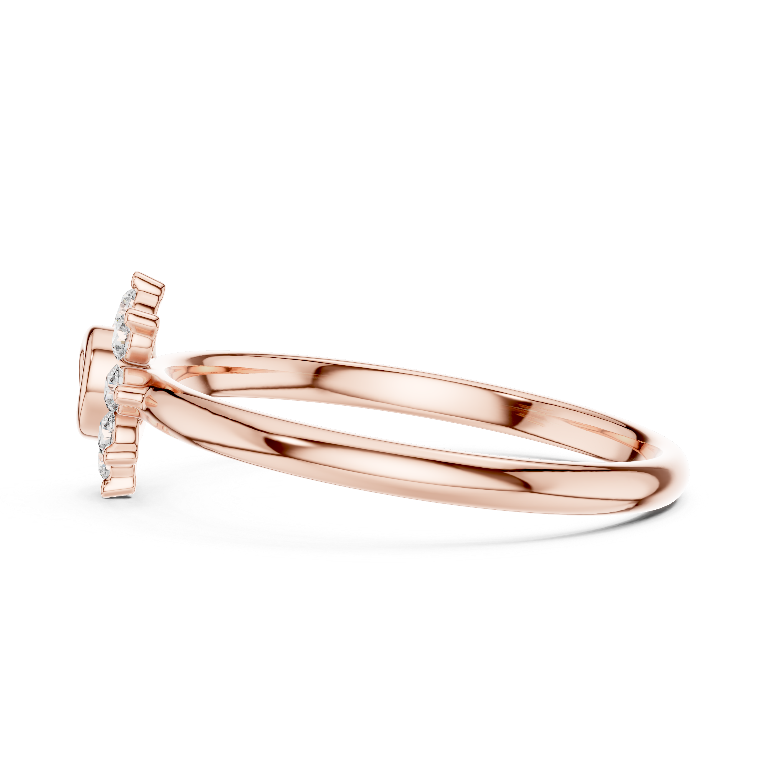Rose Gold Swirl Heart Floral Arch Diamond Cluster Ring