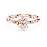 Rose Gold Swirl Heart Floral Arch Diamond Cluster Ring