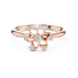 Rose Gold Swirl Petal Floral Cluster Diamond Ring