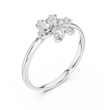 Rose Gold Swirl Petal Floral Cluster Diamond Ring