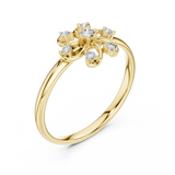 Rose Gold Swirl Petal Floral Cluster Diamond Ring