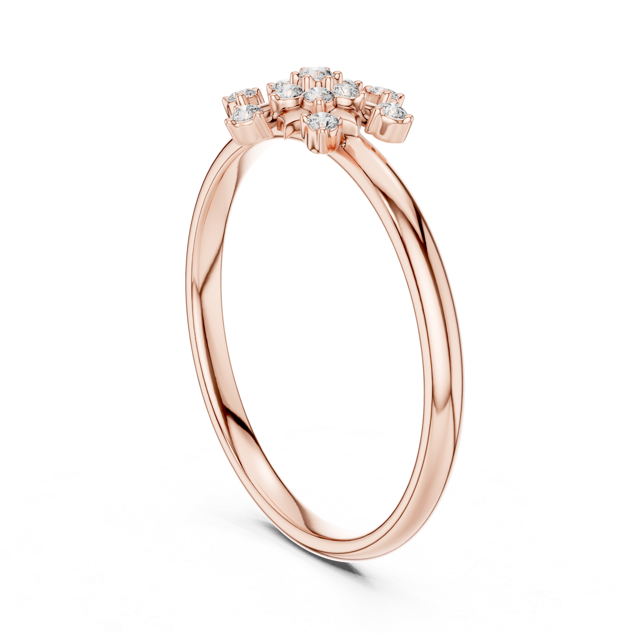 Rose Gold Snowflake Floral Star Cluster Diamond Ring