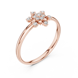 Rose Gold Snowflake Floral Star Cluster Diamond Ring