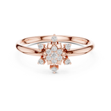 Rose Gold Snowflake Floral Star Cluster Diamond Ring