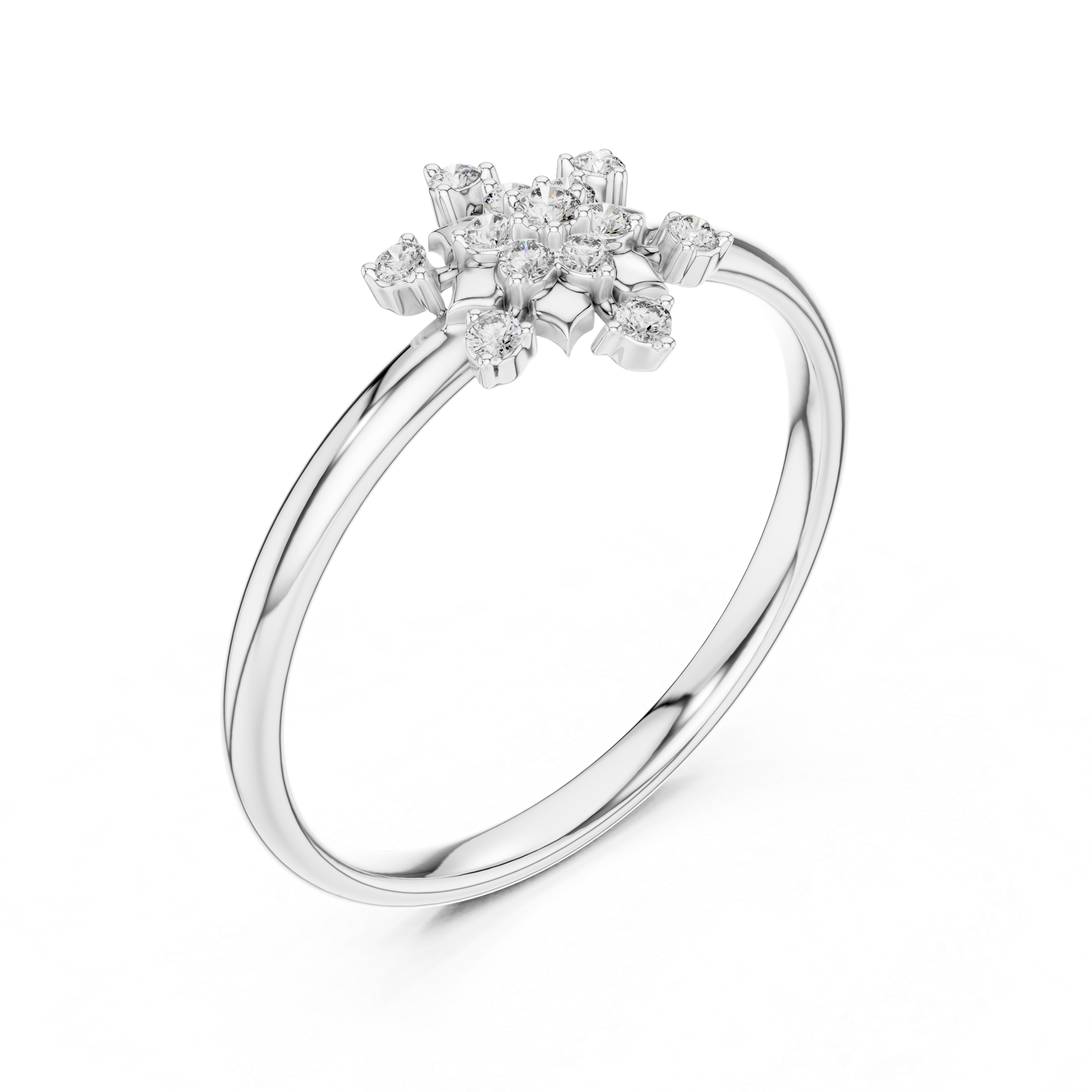 Rose Gold Snowflake Floral Star Cluster Diamond Ring