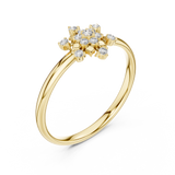 Rose Gold Snowflake Floral Star Cluster Diamond Ring