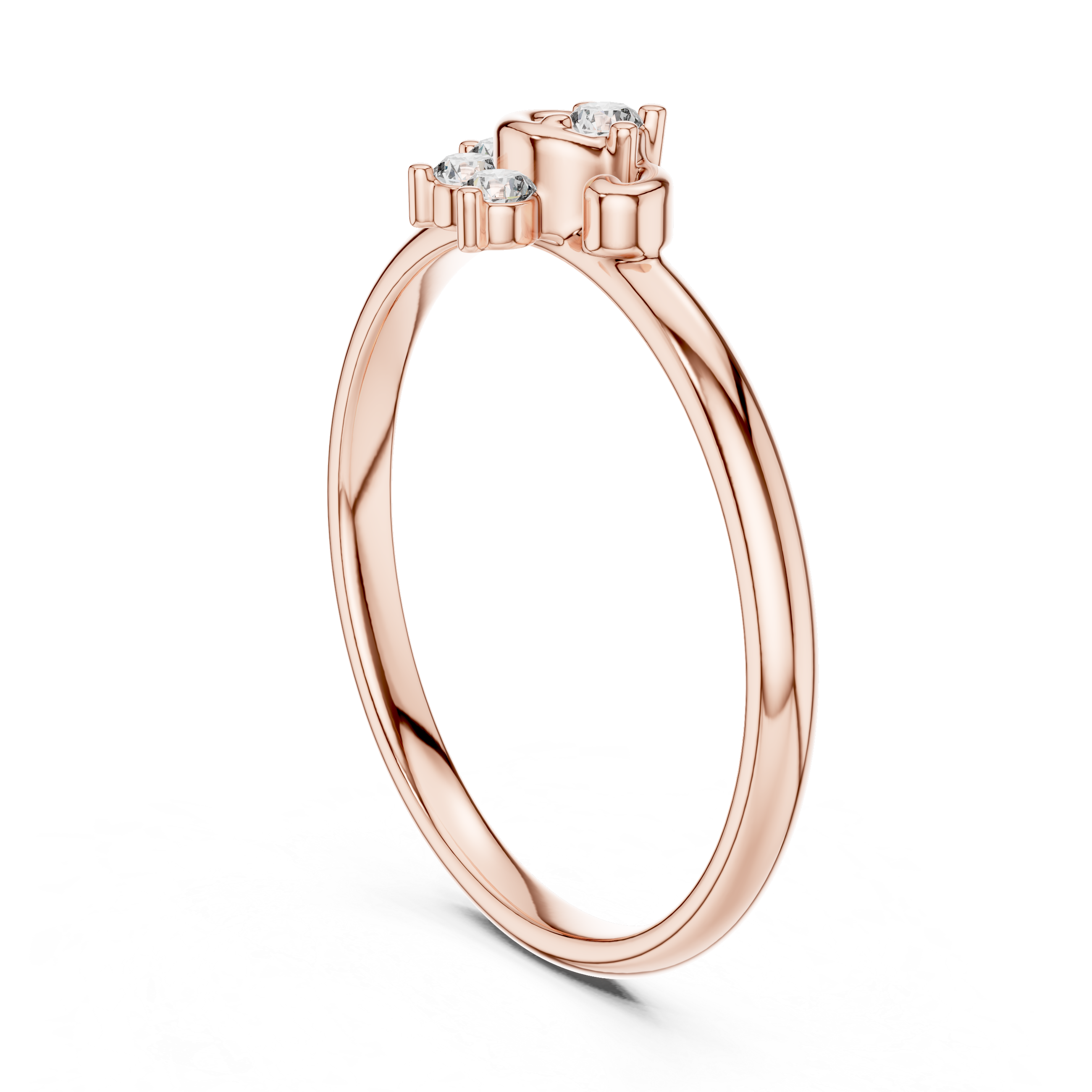 Rose Gold Swirl Arch Floral Diamond Cluster Ring
