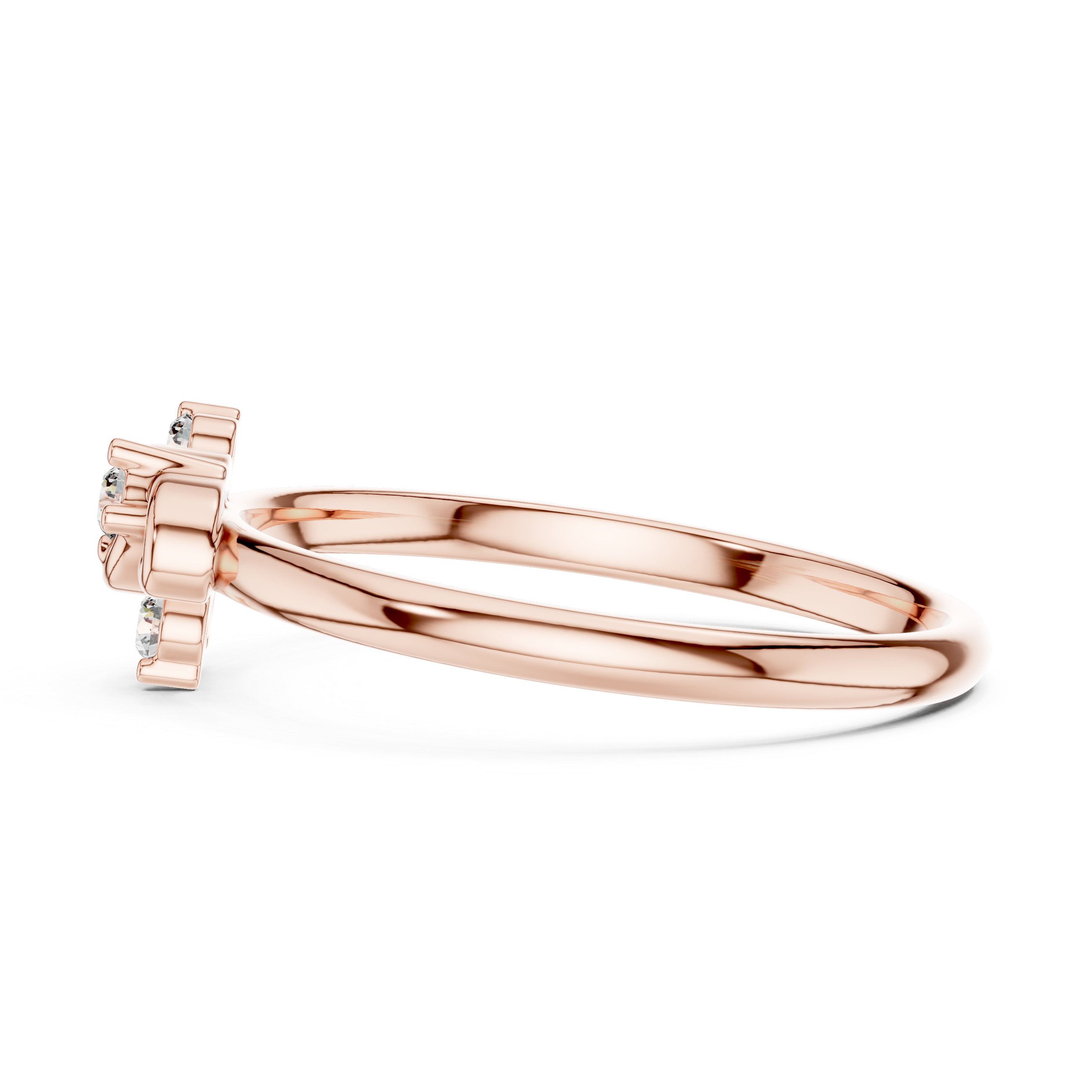 Rose Gold Swirl Arch Floral Diamond Cluster Ring