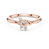 Rose Gold Swirl Arch Floral Diamond Cluster Ring