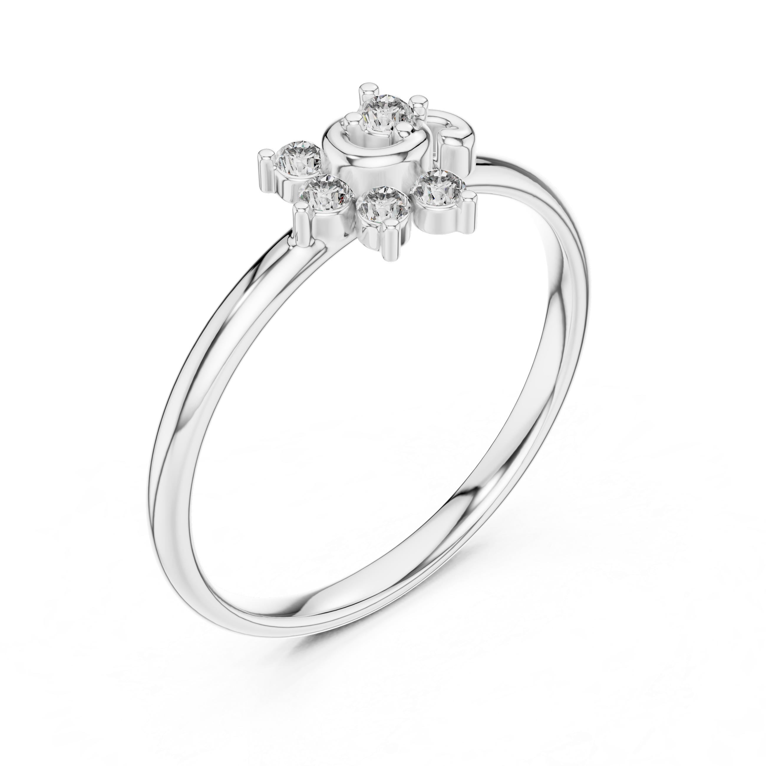 Rose Gold Swirl Arch Floral Diamond Cluster Ring