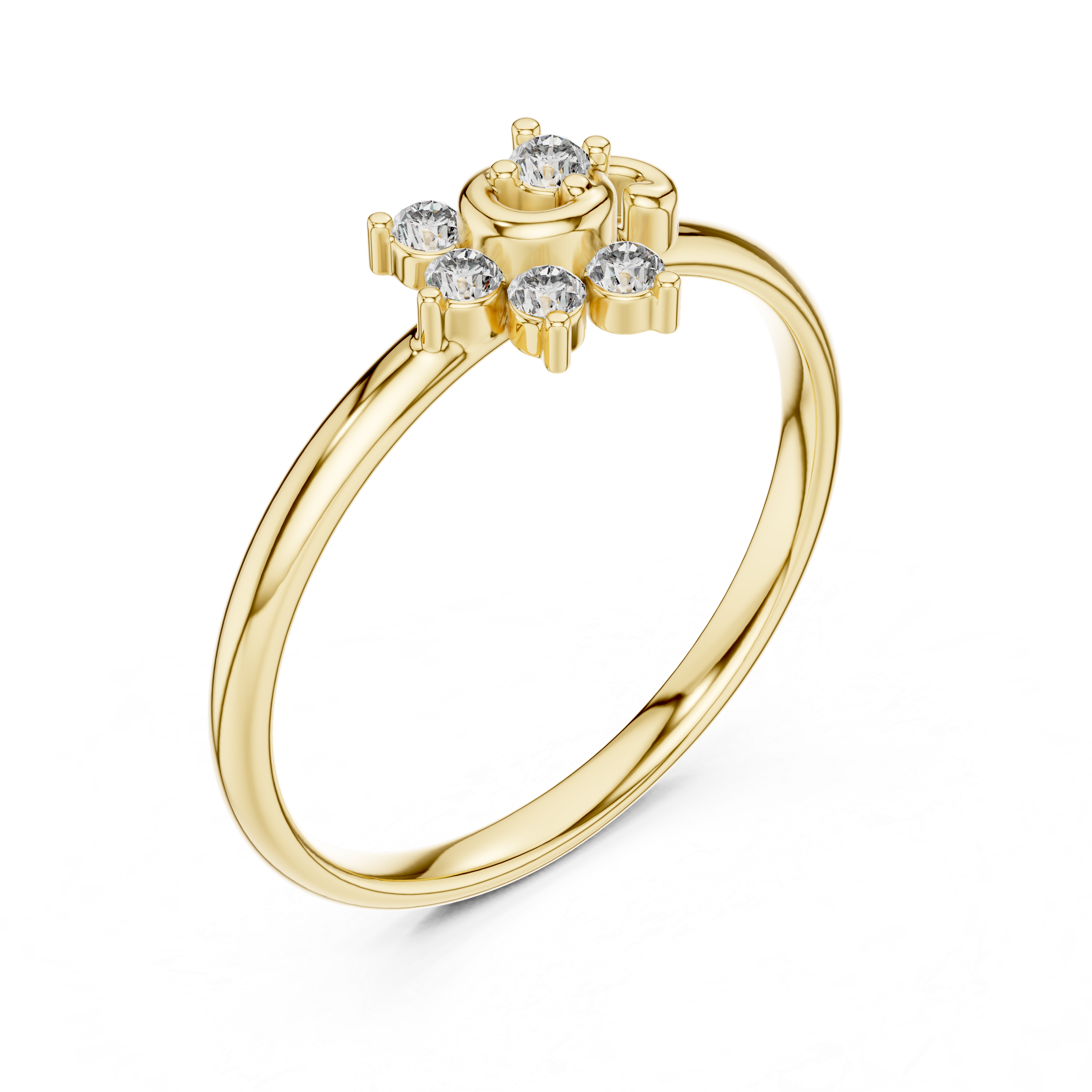 Rose Gold Swirl Arch Floral Diamond Cluster Ring