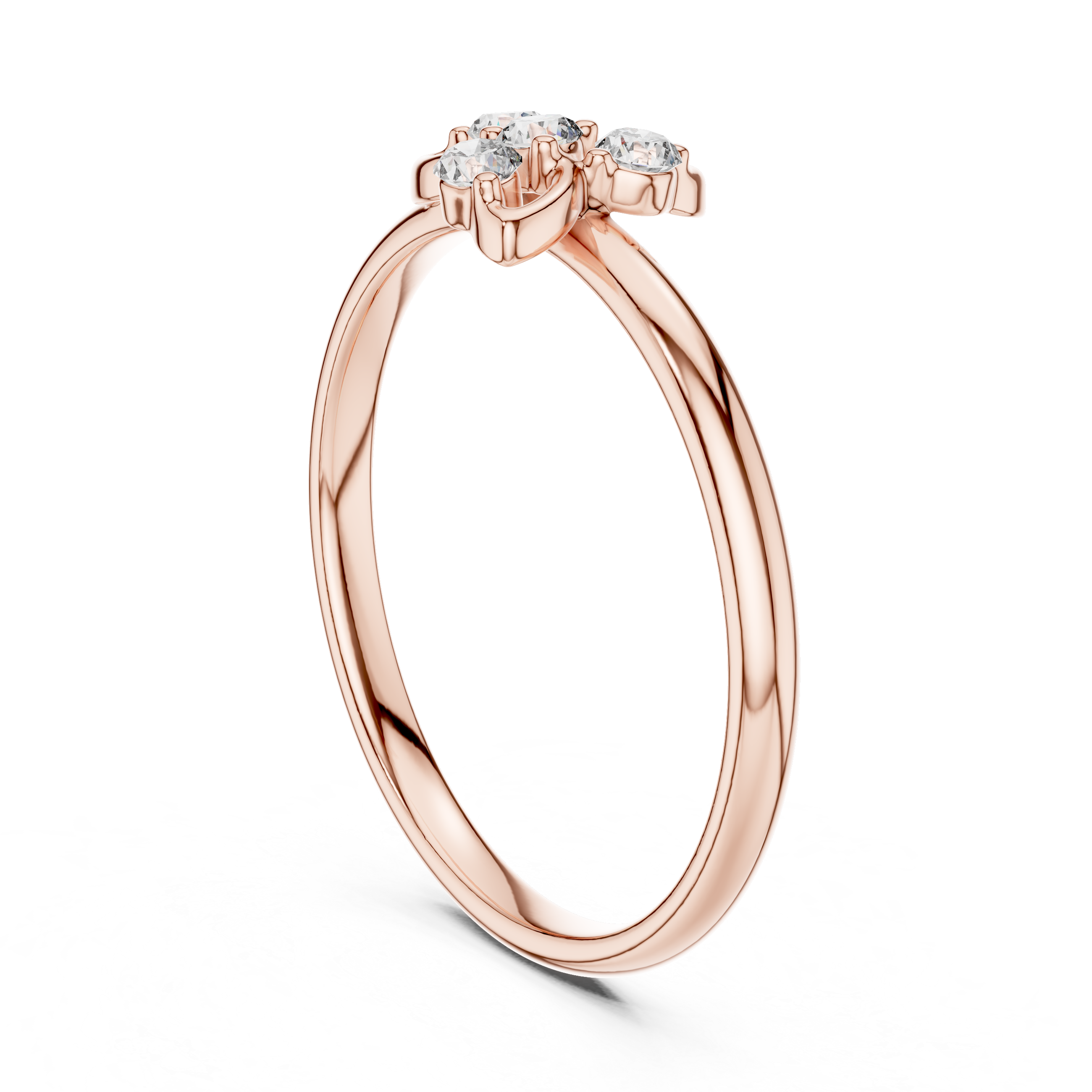 Rose Gold Crown Crest Wave Diamond Cluster Ring