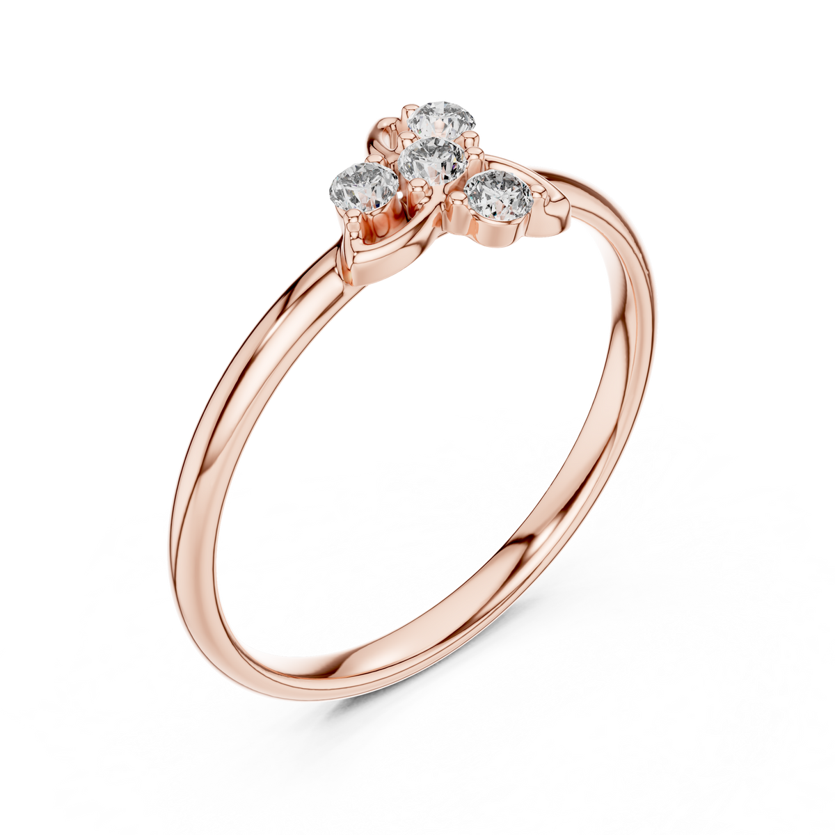 Rose Gold Crown Crest Wave Diamond Cluster Ring