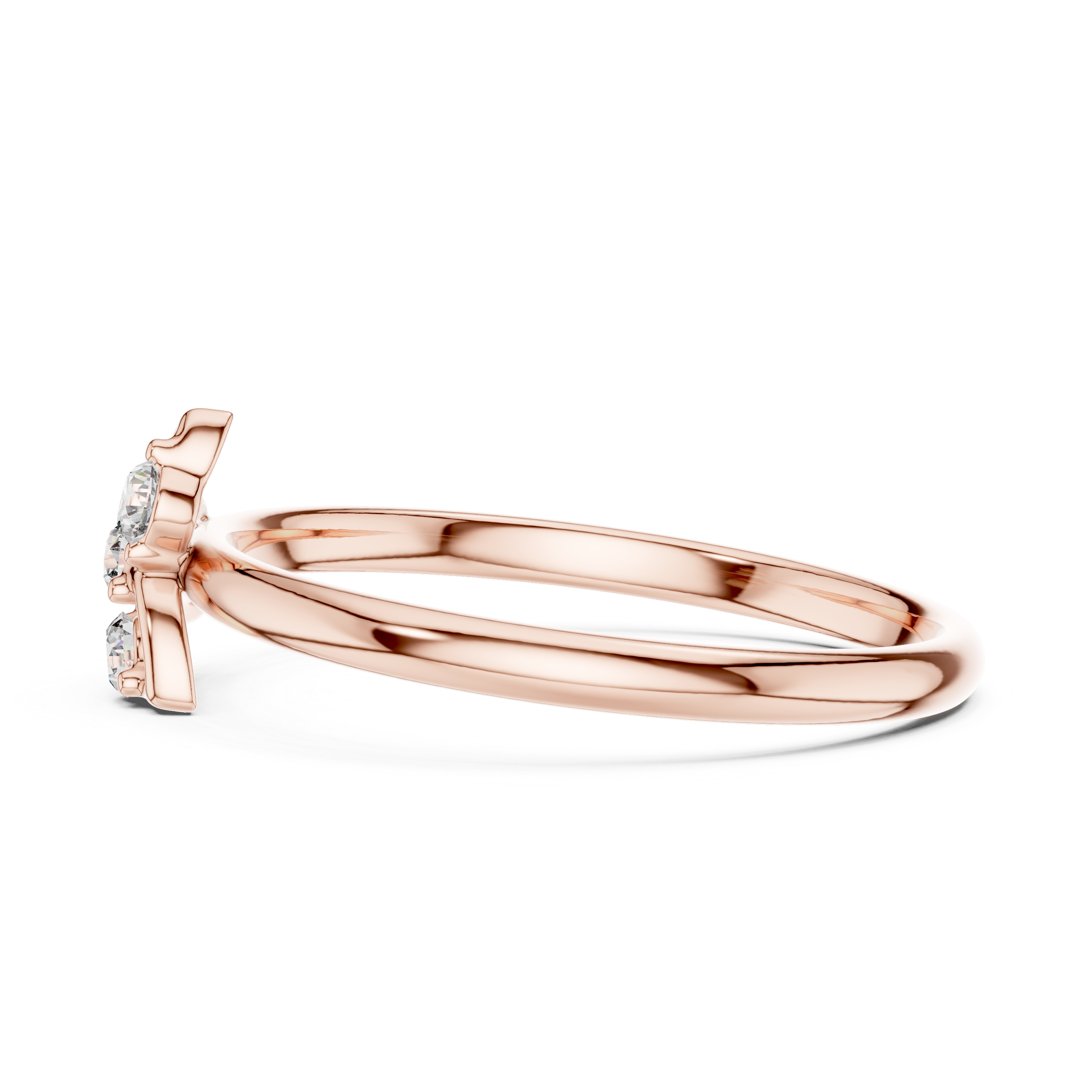 Rose Gold Crown Crest Wave Diamond Cluster Ring