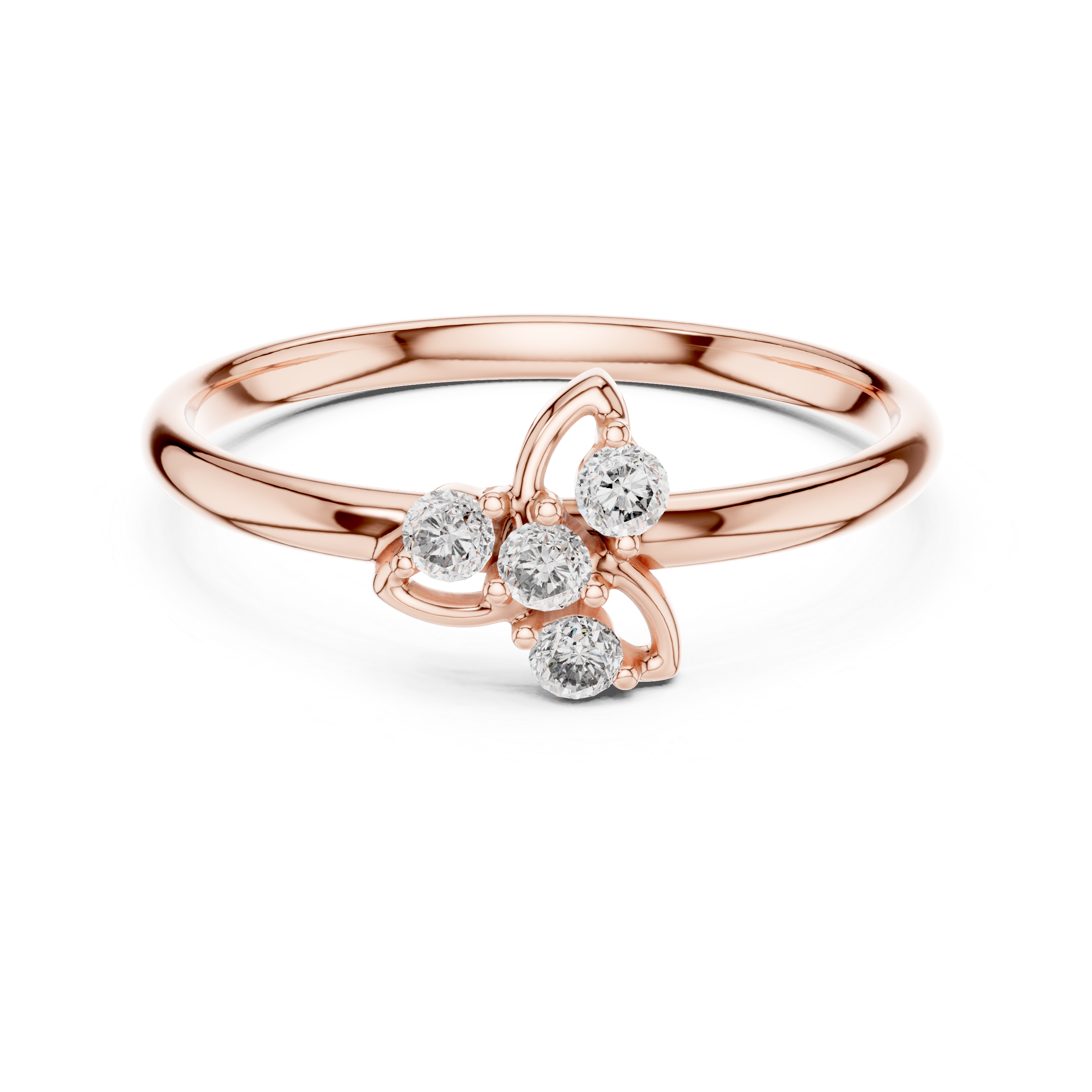 Rose Gold Crown Crest Wave Diamond Cluster Ring