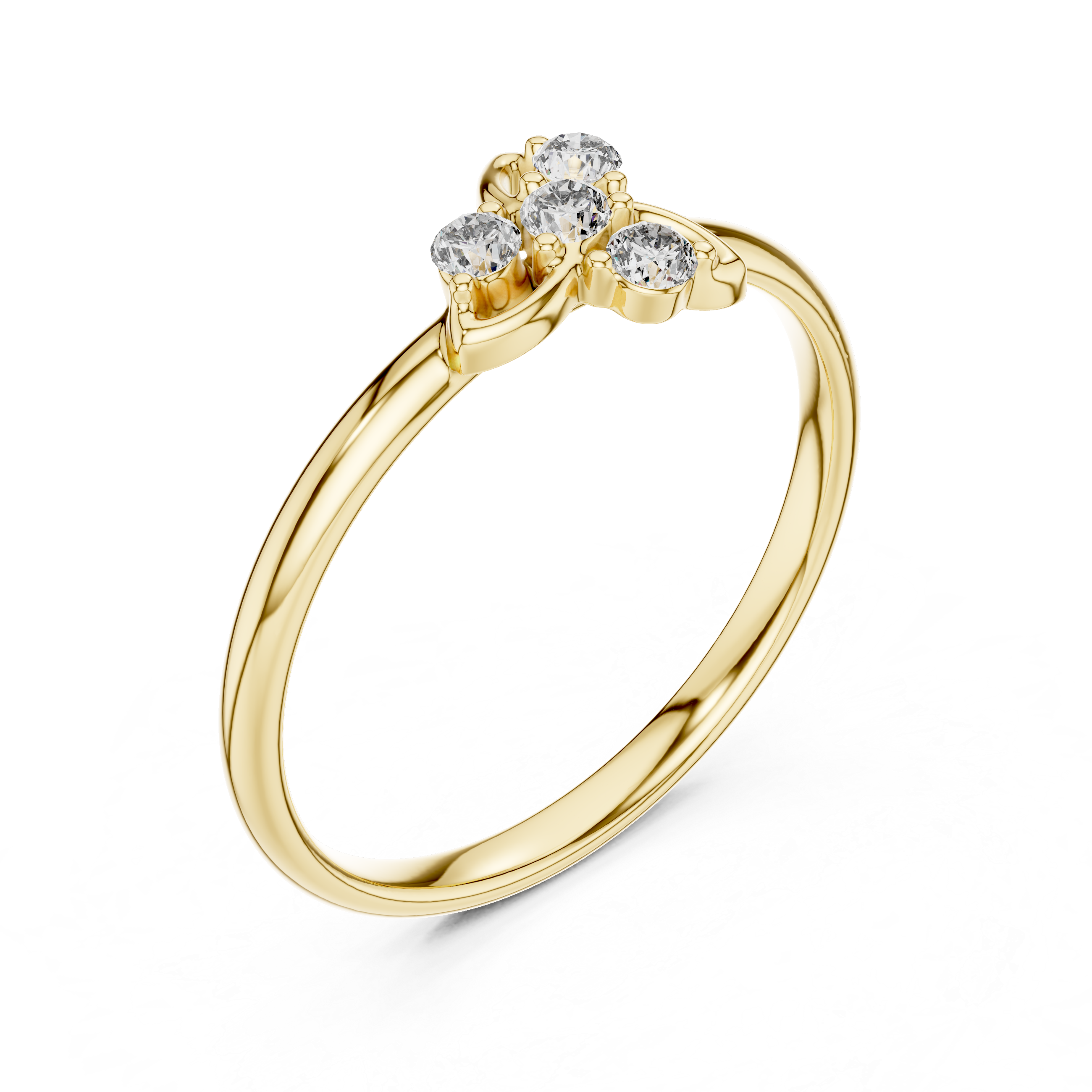 Rose Gold Crown Crest Wave Diamond Cluster Ring