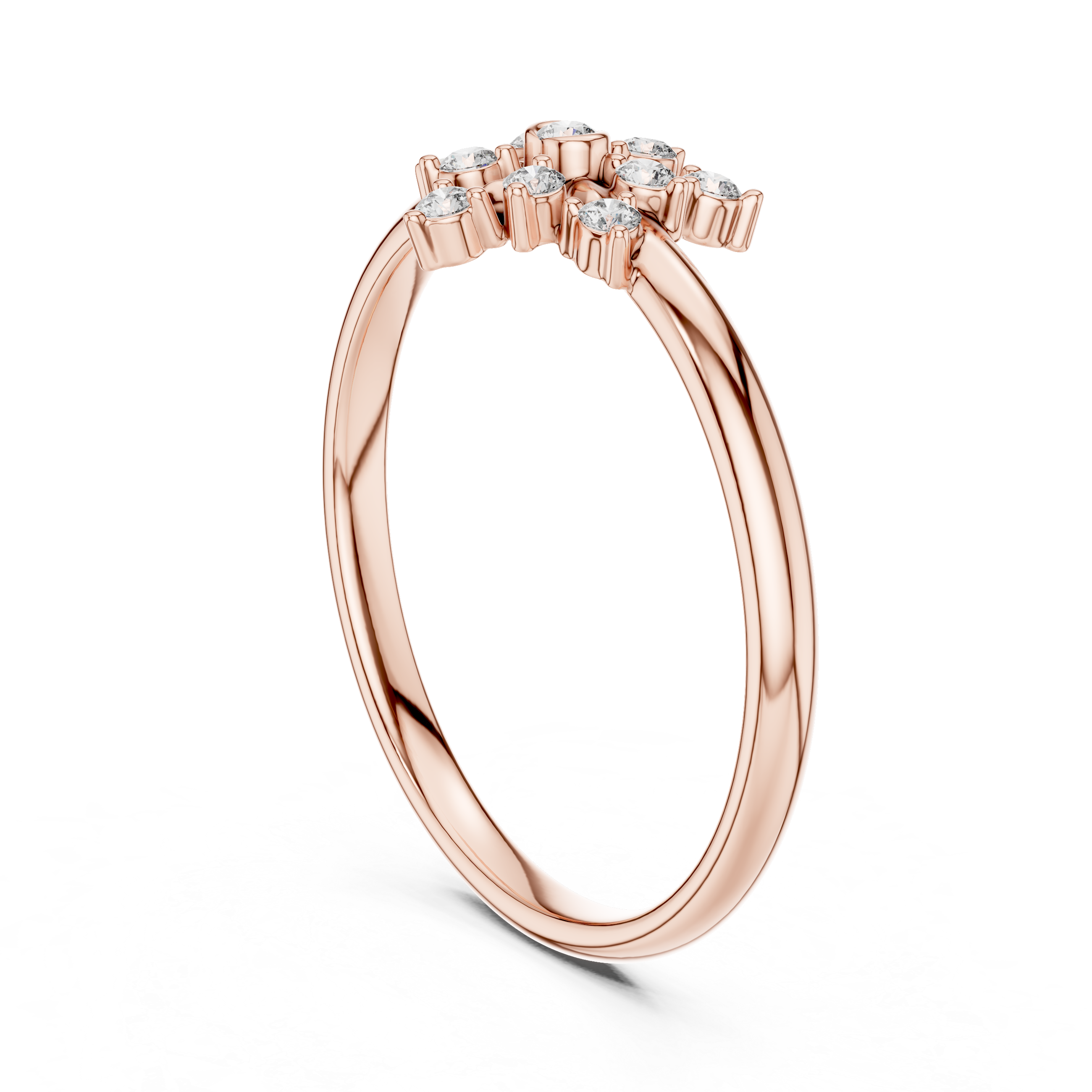 Rose Gold Geometric Floral Starburst Diamond Cluster Ring