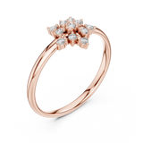 Rose Gold Geometric Floral Starburst Diamond Cluster Ring