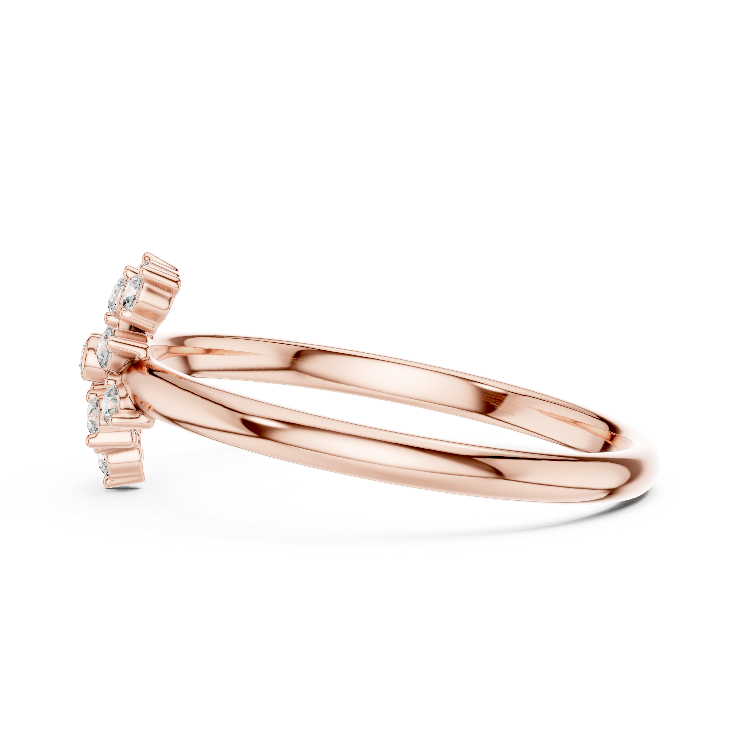 Rose Gold Geometric Floral Starburst Diamond Cluster Ring