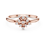 Rose Gold Geometric Floral Starburst Diamond Cluster Ring